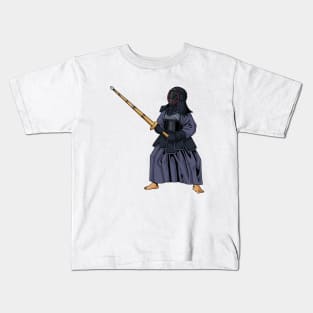 Japanese martial arts - fighter doing kendo Kids T-Shirt